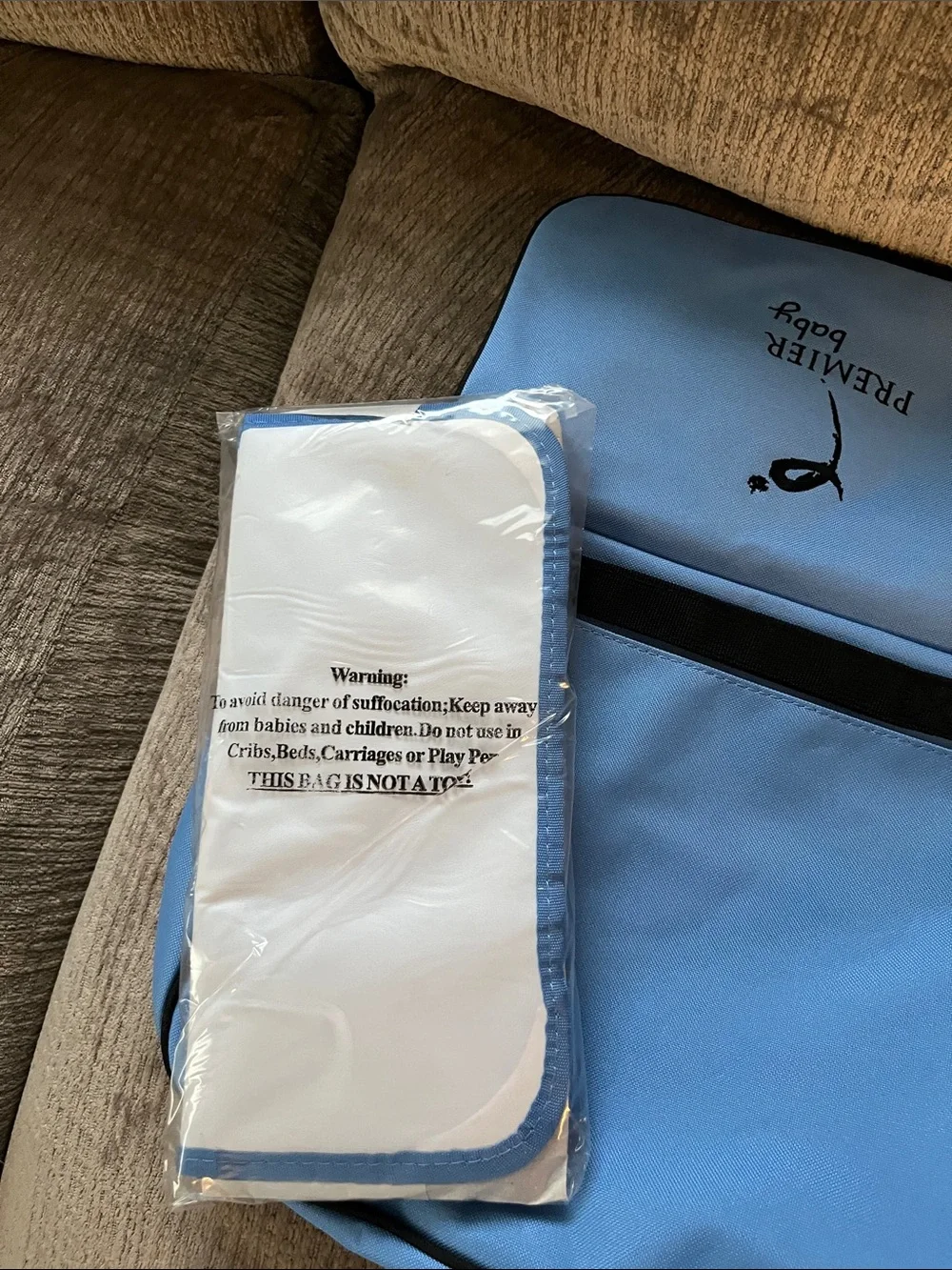 Premier Baby Light Blue Messenger Bag with Black Logo